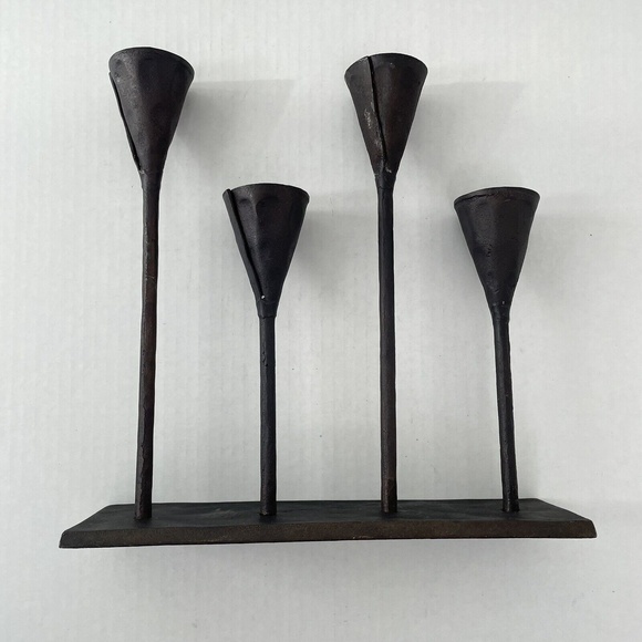 Pottery Barn Rustic Petaluma Brutalist Hammered Iron Multi Taper Candle Holder - Picture 6 of 9